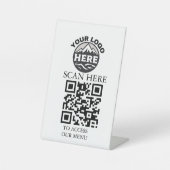 Signe De Table Menu QR Code personnalisé sur présentoir avec logo (Recto)