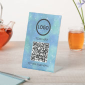 Signe De Table Menu QR Code Professionnel, Logo Contact Sans Cont (In SItu)