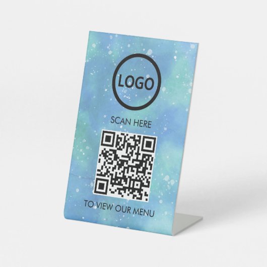 Signe De Table Menu QR Code Professionnel, Logo Contact Sans Cont (Recto)