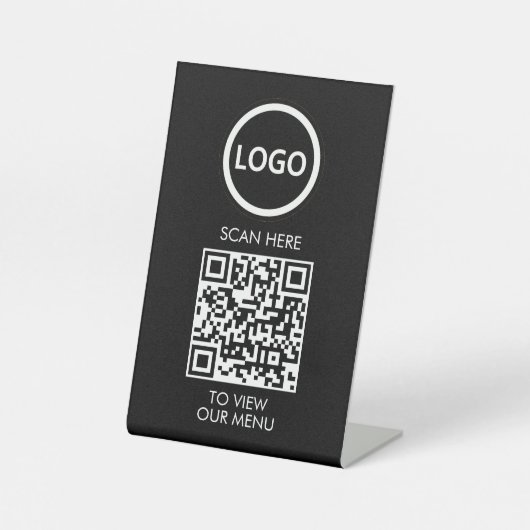 Signe De Table Menu QR Code Professionnel, Logo Contact Sans Cont (Recto)