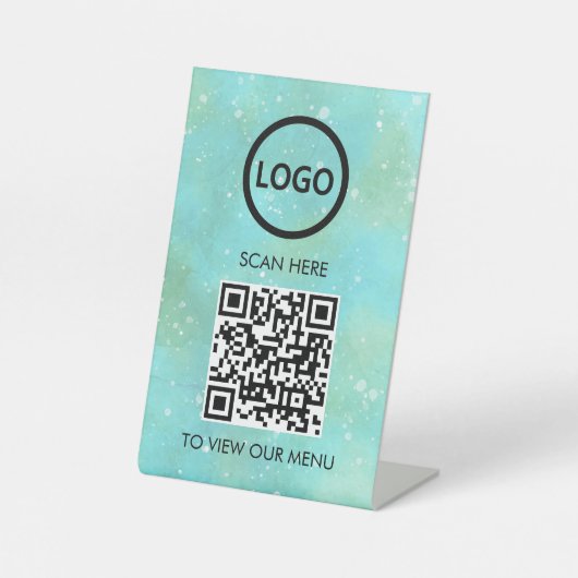 Signe De Table Menu QR Code Professionnel, Logo Moderne Sans Cont (Recto)