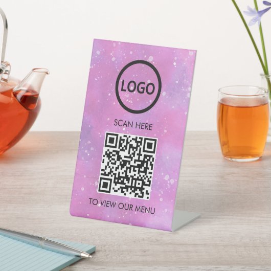 Signe De Table Menu QR Code Professionnel, Logo Moderne Sans Cont (In SItu)