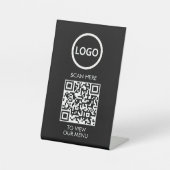 Signe De Table Menu QR Code Professionnel, Logo Sans Contact Mode (Recto)