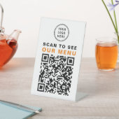 Signe De Table Menu QR Code Restaurant Café Logo (In SItu)