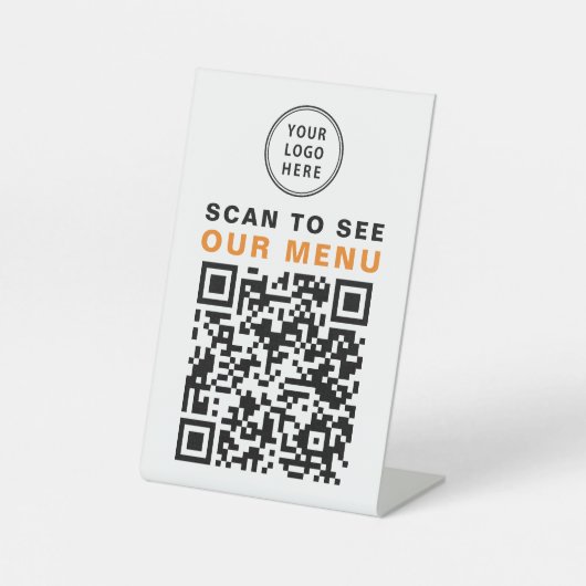 Signe De Table Menu QR Code Restaurant Café Logo (Recto)