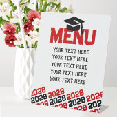 Signe De Table Menu Red & Black Graduation Party