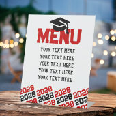 Signe De Table Menu Red & Black Graduation Party
