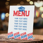 Signe De Table Menu Red & Blue Graduation Party