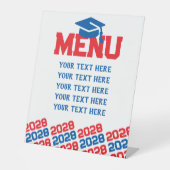 Signe De Table Menu Red & Blue Graduation Party (Recto)