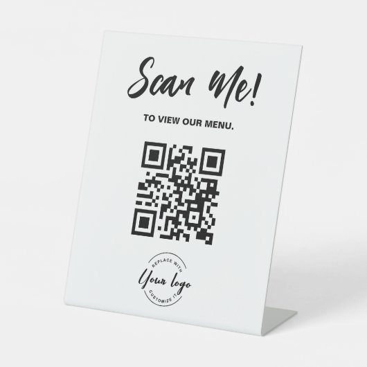 Signe De Table Menu Restaurant Code QR personnalisé Scan Me Logo (Recto)