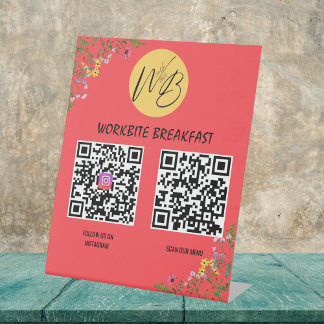 Signe De Table Menu Restaurant fleur sauvage, Instagram Qr Code