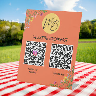 Signe De Table Menu Restaurant fleur sauvage, Instagram Qr Code