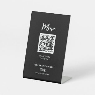 Signe De Table Menu Restaurants modernes Code QR Social Media Sig
