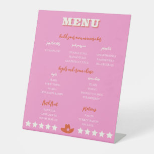 Signe De Table Menu rose de la soirée de bachelorette de Nashvill