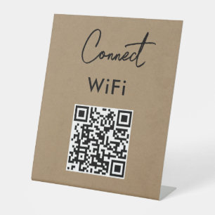 Signe De Table Menu sans contact QR Connect WiFi Kraft
