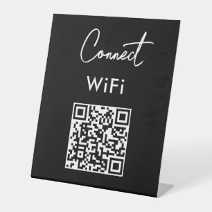Signe De Table Menu sans contact QR Connexion WiFi Noir