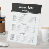 Signe De Table Menu Service Affaires Modèle noir et blanc (In SItu)