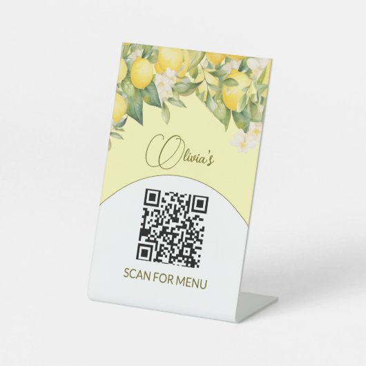 Signe De Table Menu Services QR Code Citron Floral Citrus (Recto)