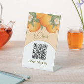 Signe De Table Menu Services QR Code Orange Floral Citrus (In SItu)