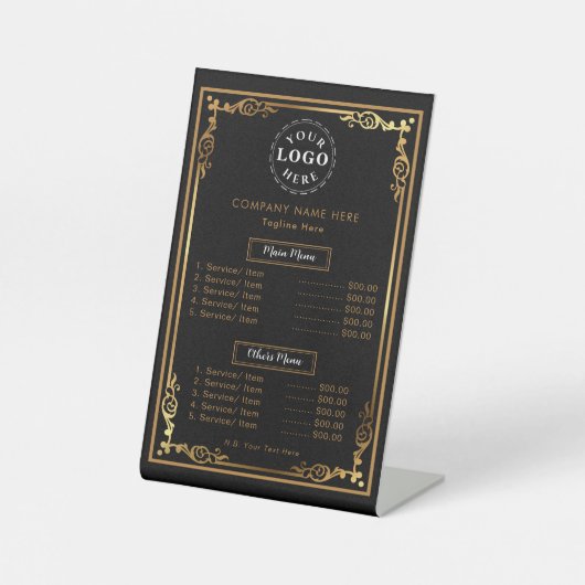 Signe De Table Menu Services - Signal Pedestal personnalisable (Recto)