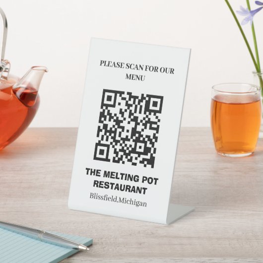 Signe De Table Menu simple avec code QR (In SItu)