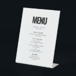 Signe De Table Menu simple minimaliste mariage<br><div class="desc">Optez pour un design noir et blanc simple mais frappant pour votre papeterie mariage. Ce style moderne et élégant conviendra à tous les couples. Entièrement personnalisable,  vous pouvez facilement changer les couleurs du texte ou de l'arrière - plan à votre goût.</div>