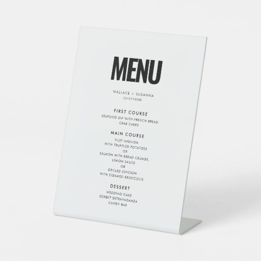 Signe De Table Menu simple minimaliste mariage (Recto)