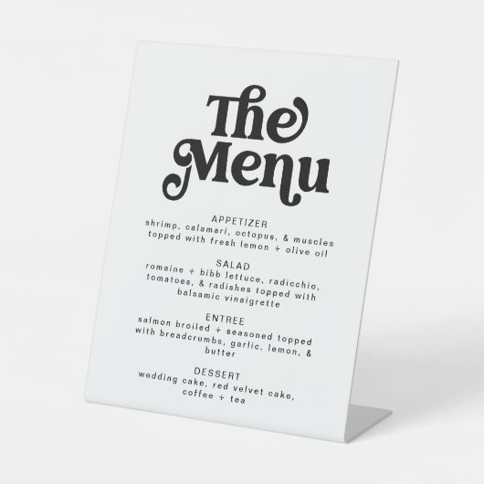 Signe De Table Menu simple minimaliste rétro Mariage (Recto)