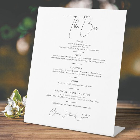 Signe De Table Menu simple simple mono mariage