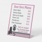Signe De Table Menu Spa Cute Rose Chien Grooming (Recto)