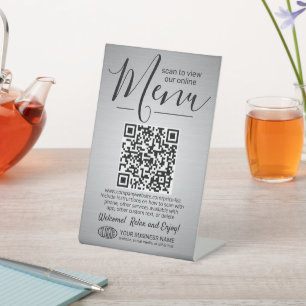 Signe De Table Menu   Tarifs QR Code Entreprise Argent Brossé