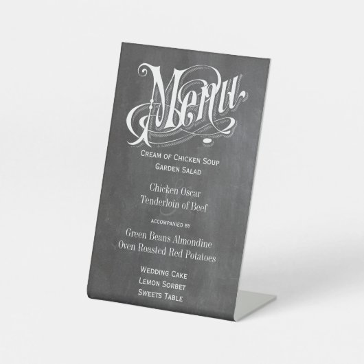Signe De Table Menu Typographie rétro Style Chalkboard (Recto)