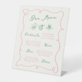 Signe De Table Menu Whimsical Hand Drake Pink & Green Bar (Recto)