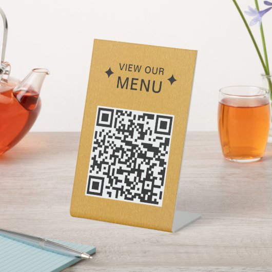 Signe De Table Menus de code QR moderne pour les restaurants Gold (In SItu)