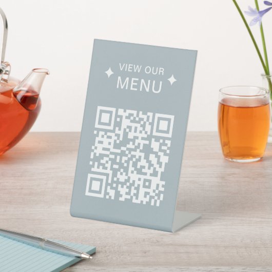 Signe De Table Menus QR Code moderne pour les restaurants Bleu (In SItu)