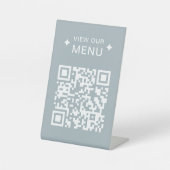 Signe De Table Menus QR Code moderne pour les restaurants Bleu (Recto)
