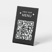 Signe De Table Menus QR Code moderne pour les restaurants Noir (Recto)