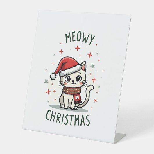 Signe De Table Meowy Christmas Cat Lover Funny Festive Holidays C (Recto)