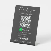 Signe De Table Merci Cash App QR Code Scan pour payer Soft Black (Recto)