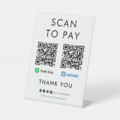 Signe De Table Merci Cash App Venmo Scan pour payer le code QR bl (Recto)