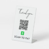 Signe De Table Merci CashApp QR Code numérisation pour payer blan (Recto)
