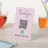 Signe De Table Merci CashApp QR Code numérisation pour payer rose (In SItu)