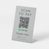 Signe De Table Merci CashApp Scan pour payer QR Code moderne gris (Recto)