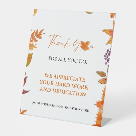 Signe De Table Merci d'automne Thanksgiving Appréciation fête Sig (Recto)