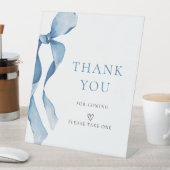Signe De Table Merci de Baby shower Pastel Blue Bow (In SItu)