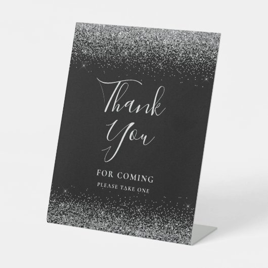 Signe De Table Merci de Mariage de Parties scintillant d'argent n (Recto)