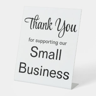 Signe De Table Merci de Soutenir Notre Petite Entreprise Blanche