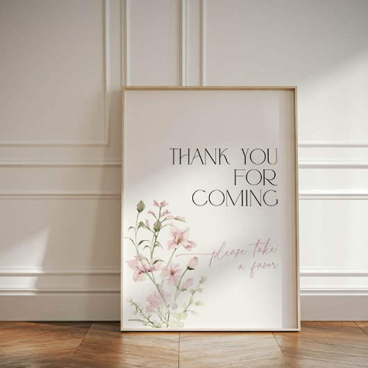 Signe De Table Merci floral rose pour les futurs favoris