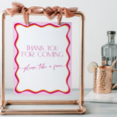 Signe De Table Merci frontalier rose et orange ondulé pour venir