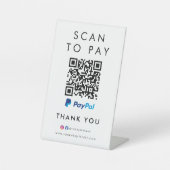 Signe De Table Merci Paypal Modern Scan pour payer QR Code Blanc (Recto)